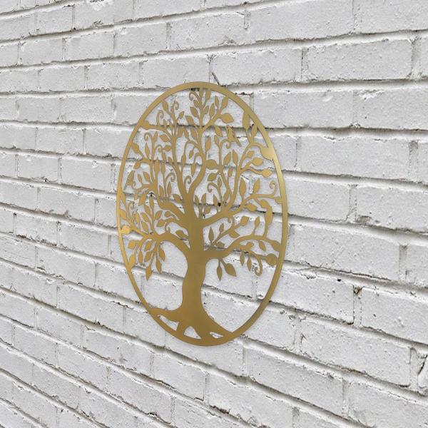 Decor perete, Copacul vietii, Arborele Vietii, 45x45  Model 1, Auriu 6