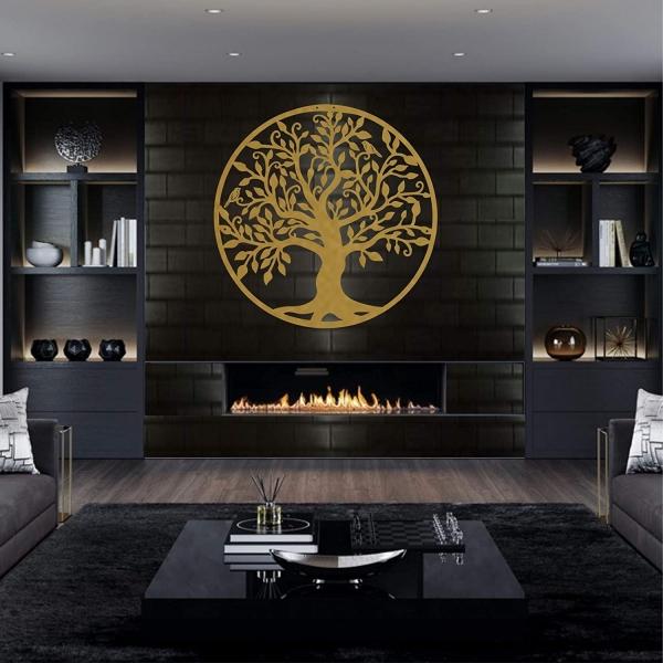 Decor perete, Copacul vietii, Arborele Vietii, 90x90  Model 1, Auriu 4