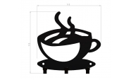 Suport chei Cafea, 3 agatatoare, 11x11 cm, Negru 4