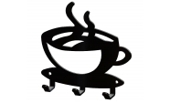 Suport chei Cafea, 3 agatatoare, 11x11 cm, Negru 3