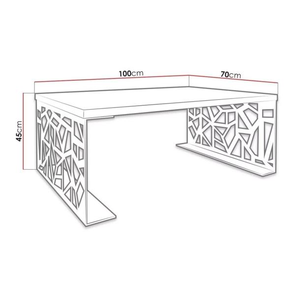 Masuta cafea 100x70x45 cm, mdf NATUR premium interior, cu picioare din otel negru 6