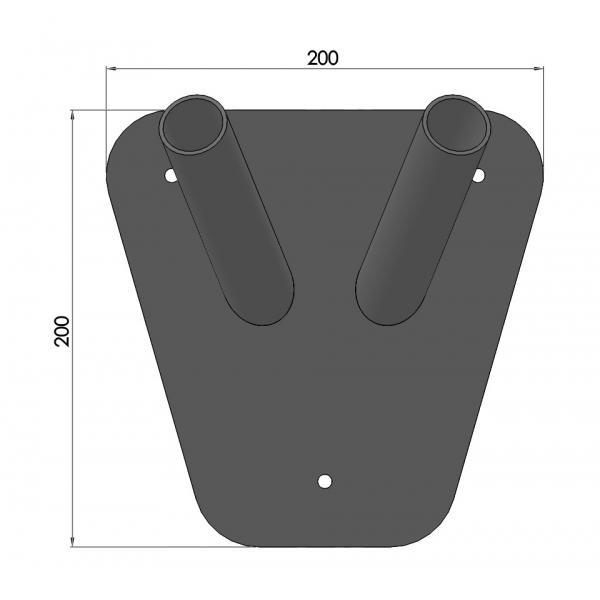 Suport steag dublu din metal model 3 200x200 mm, negru 3