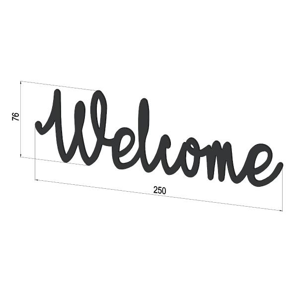 Decoratiune perete din metal Welcome, 25 cm x 7,5 cm 2