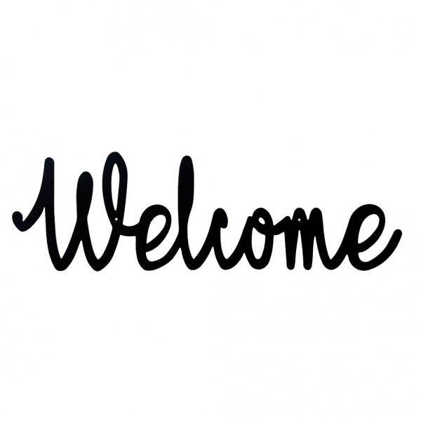 Decoratiune perete din metal Welcome, 25 cm x 7,5 cm 1