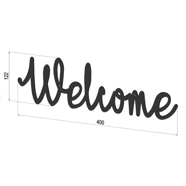 Decoratiune perete din metal Welcome, 40 cm x 13 cm 2