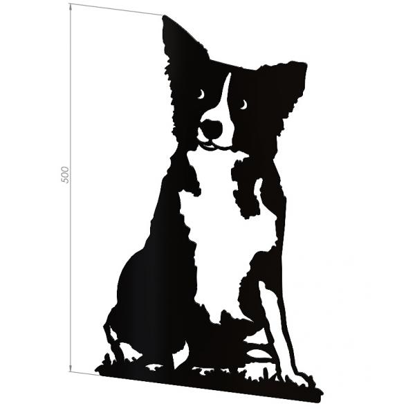 Decoratiune de perete Caine, Border Collie, 50 cm, otel, negru 3