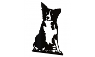 Decoratiune de perete Caine, Border Collie, 50 cm, otel, negru