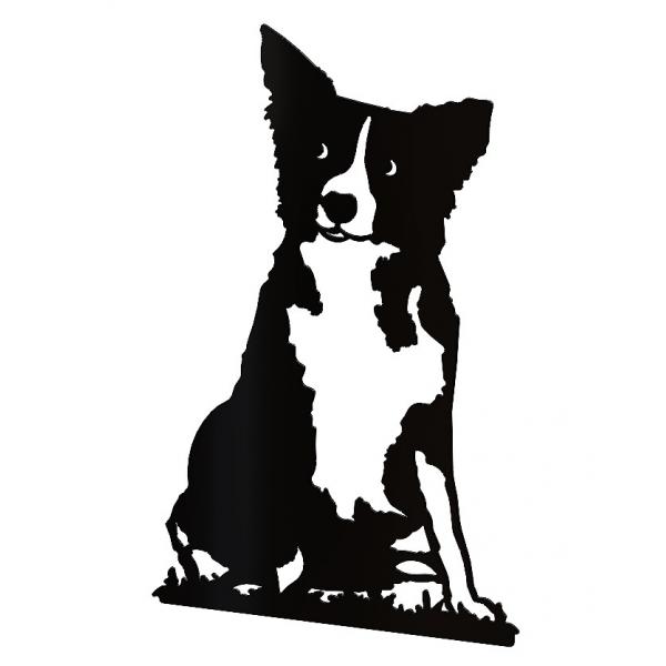 Decoratiune de perete Caine, Border Collie, 50 cm, otel, negru 1