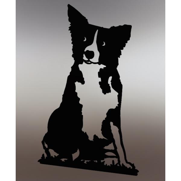 Decoratiune de perete Caine, Border Collie, 50 cm, otel, negru 2