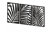 Set 3 decoratiuni perete Frunze de Palmier, negru, 1500x800 mm, grosime 2 mm metalic