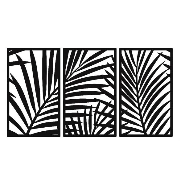 Set 3 decoratiuni perete Frunze de Palmier, negru, 1500x800 mm, grosime 2 mm metalic 2