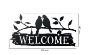 Decoratiune perete din metal Welcome păsări  4