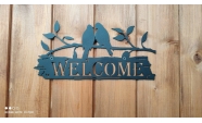 Decoratiune perete din metal Welcome păsări  3