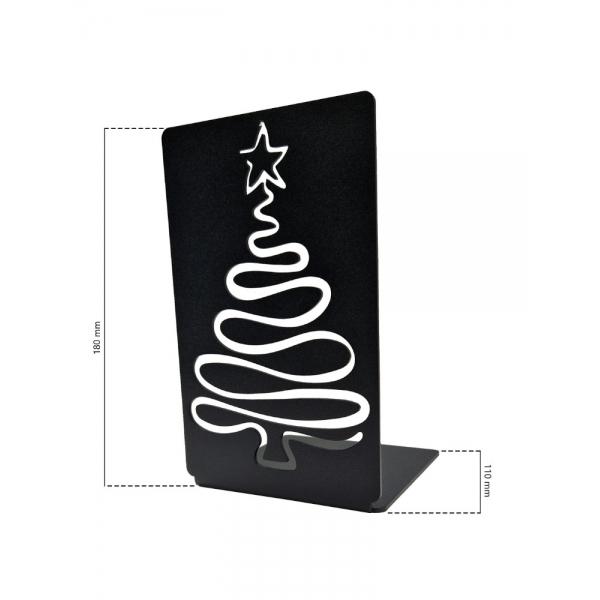 Suport de carte Pom de craciun, Otel, 180 x 110 mm, Negru mat 4