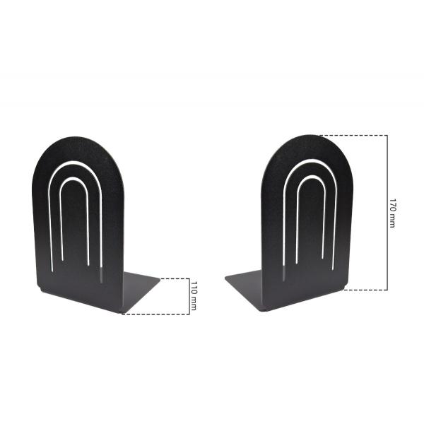 Suport de carti Arc, Set de 2 bucati, Otel, 170 x 110 mm, Negru 7