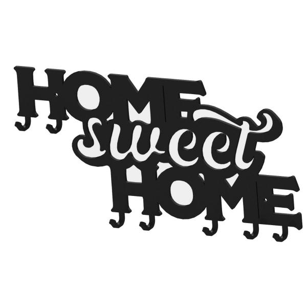 Suport chei Home Sweet Home cu 7 agatatoare, 16x30 cm, Negru 1