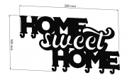 Suport chei Home Sweet Home cu 7 agatatoare, 16x30 cm, Negru 2