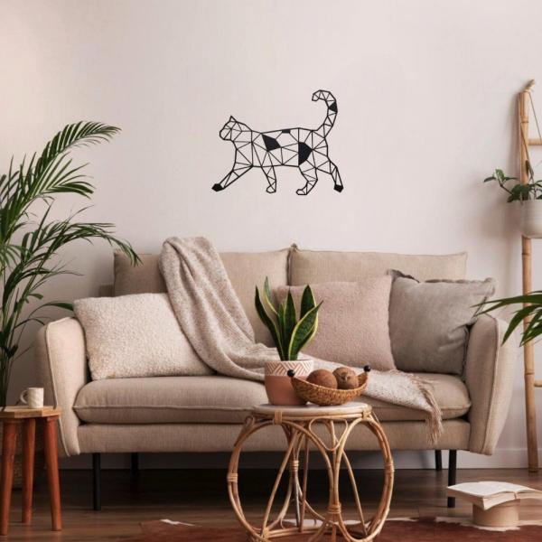 Decoratiune de perete Pisica, 41X50 cm, otel, negru 5
