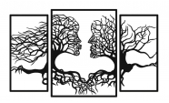 Set 3 decoratiuni perete Tree Kiss, negru, 1400 x 830 mm, grosime 2 mm metalic