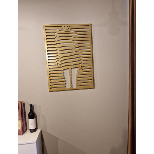 Decoratiune de perete, Silueta Girl, auriu, 75x54 cm, otel 2