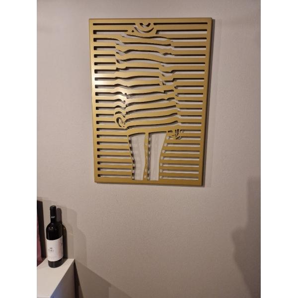 Decoratiune de perete, Silueta Girl, auriu, 75x54 cm, otel 3
