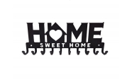 Suport chei Home Sweet Home cu casuta 10 agatatoare , 9x25 cm, negru