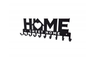 Suport chei Home Sweet Home cu casuta 10 agatatoare , 9x25 cm, negru 2