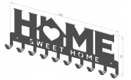Suport chei Home Sweet Home cu casuta 10 agatatoare , 9x25 cm, negru 3