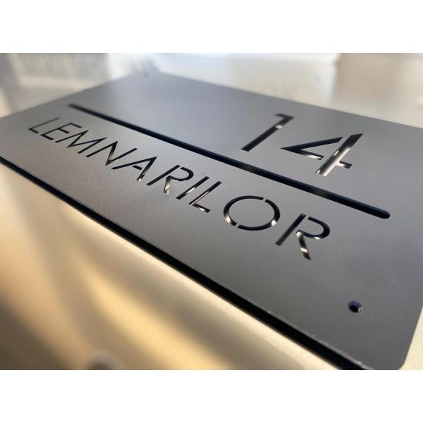 Placuta numar casa personalizabila din tabla de otel, 250x400 mm, negru mat 10