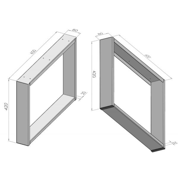 Set 2 picioare masa, Profil Lat, Vopsire in camp electrostatic, Alb 42x60x8 cm 7
