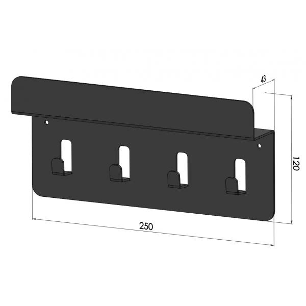 Suport chei 4 agatatoare cu raft 25x12 cm, Antracit 4