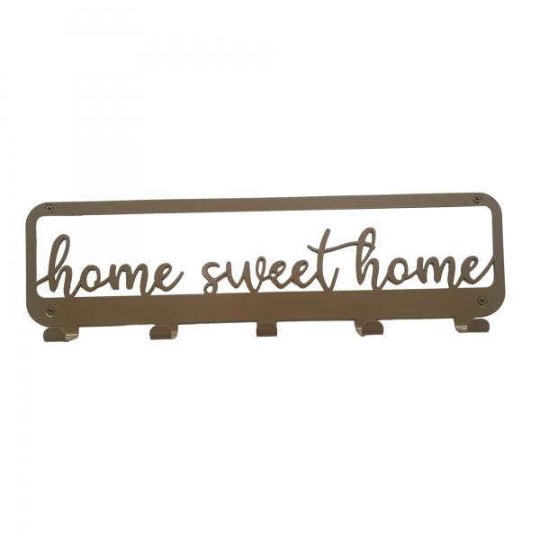 Cuier metalic Home Sweet Home 5 agatatoare, Auriu 1