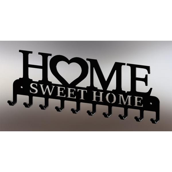 Suport chei Home Sweet Home 10 agatatoare, Negru 3