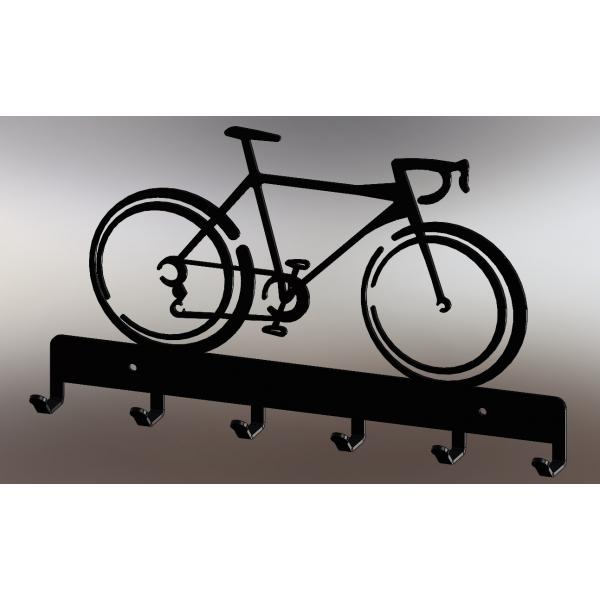 Suport chei metalic Bicicleta 6 agatatoare, 25x14 cm, Negru 3