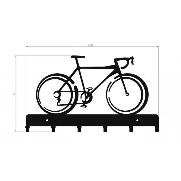Suport chei metalic Bicicleta 6 agatatoare, 25x14 cm, Negru 4