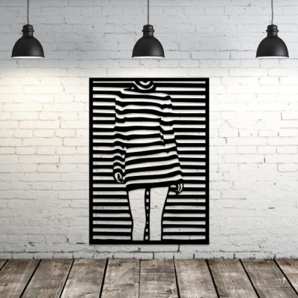 Decoratiune de perete, Silueta Girl, negru, 75x54 cm, otel 4
