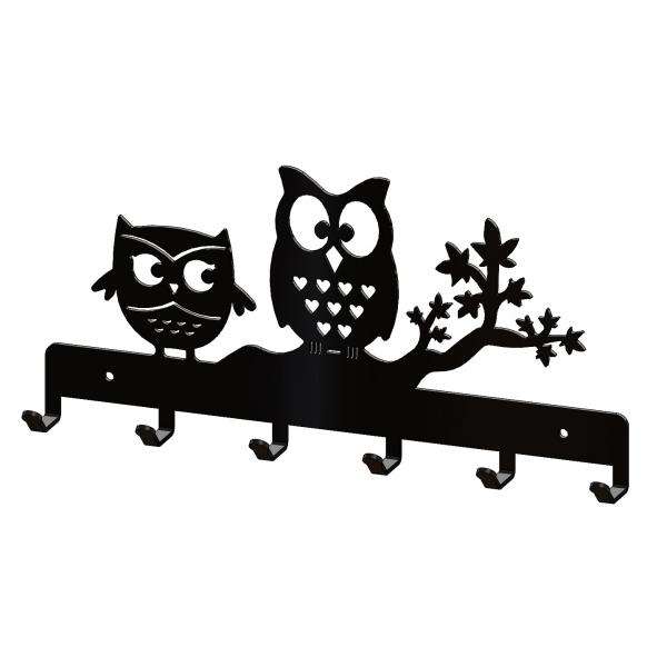 Suport chei Bufnite 6 agatatoare, 25x13 cm, Negru 4