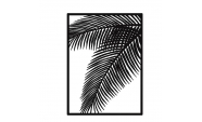 Decoratiune de perete, Frunza de palmier, negru, 100x74 cm, otel, negru