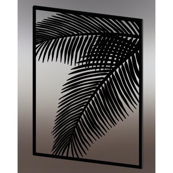 Decoratiune de perete, Frunza de palmier, negru, 100x74 cm, otel, negru 2
