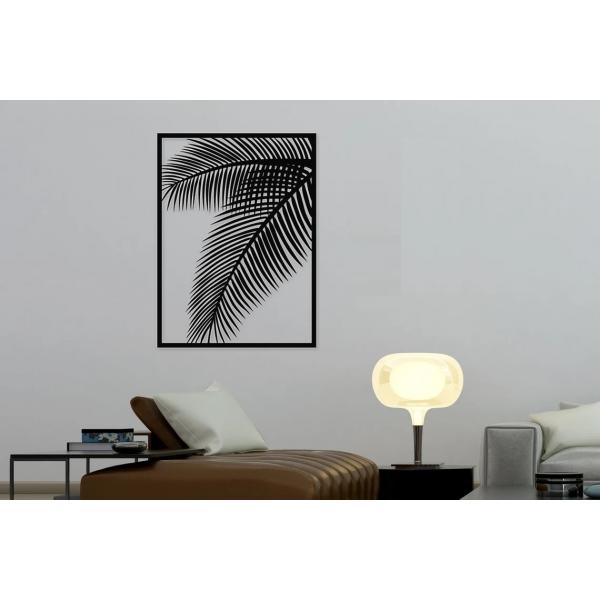 Decoratiune de perete, Frunza de palmier, negru, 100x74 cm, otel, negru 3