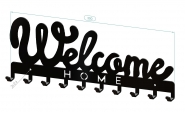Suport chei Welcome Home 10 agatatoare, 30x11 cm, Negru 5