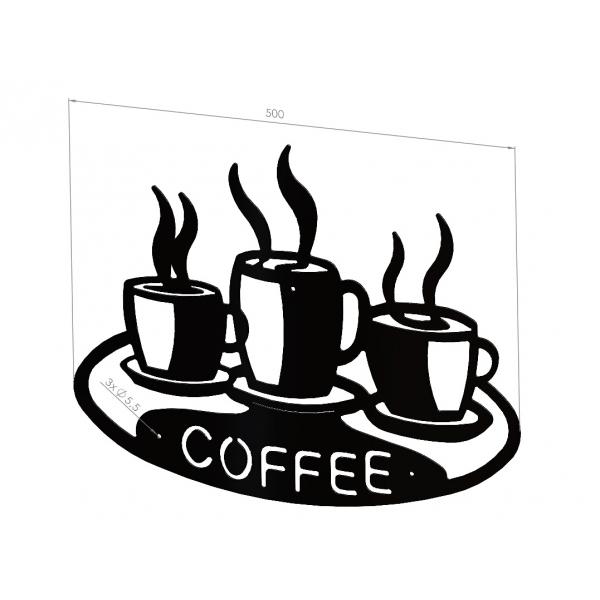 Decoratiune perete din metal Coffee 50x30, negru 5