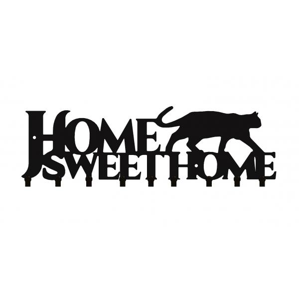 Suport chei Home Sweet Home 9 agatatoare, 30x11 cm, Negru 1