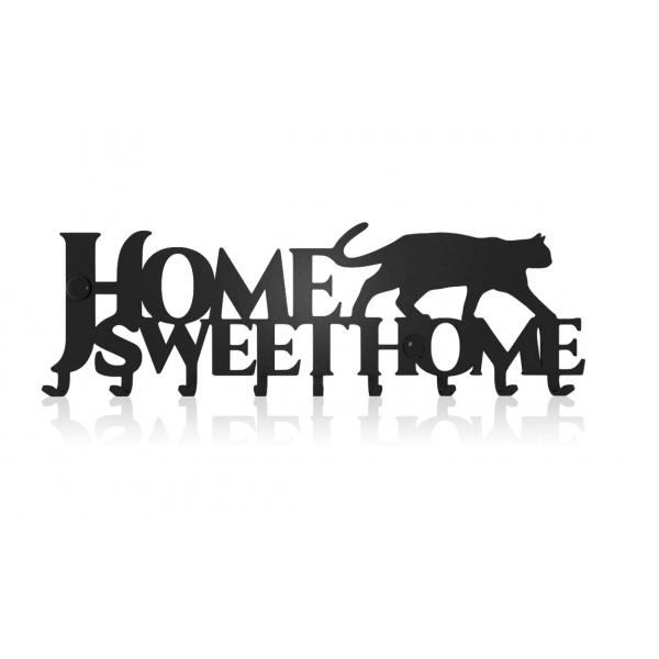 Suport chei Home Sweet Home 9 agatatoare, 30x11 cm, Negru 2