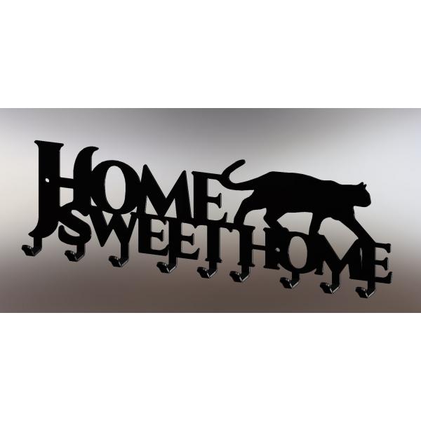Suport chei Home Sweet Home 9 agatatoare, 30x11 cm, Negru 3
