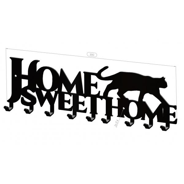 Suport chei Home Sweet Home 9 agatatoare, 30x11 cm, Negru 5