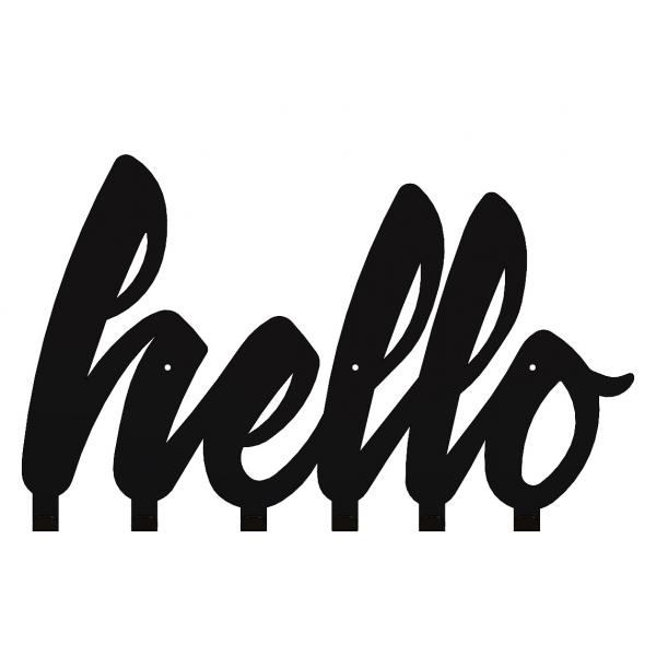 Cuier metalic Hello 6 agatatoare, 50x31 cm, Negru 2