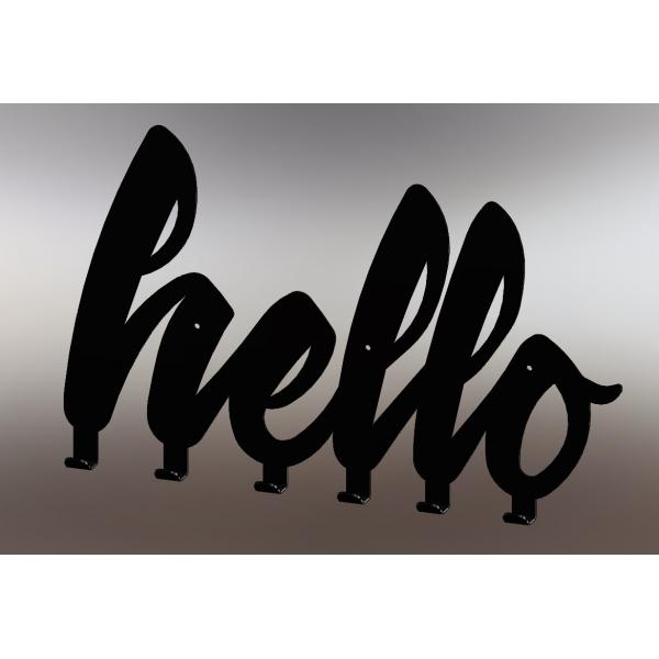 Cuier metalic Hello 6 agatatoare, 50x31 cm, Negru 3