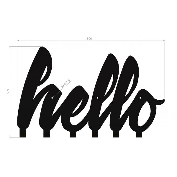 Cuier metalic Hello 6 agatatoare, 50x31 cm, Negru 4