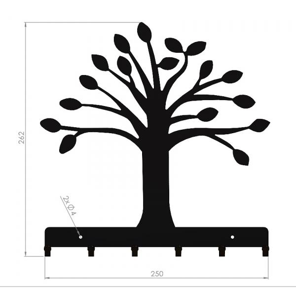 Suport chei Copacul vietii 6 agatatoare, 26x25 cm, Negru 4